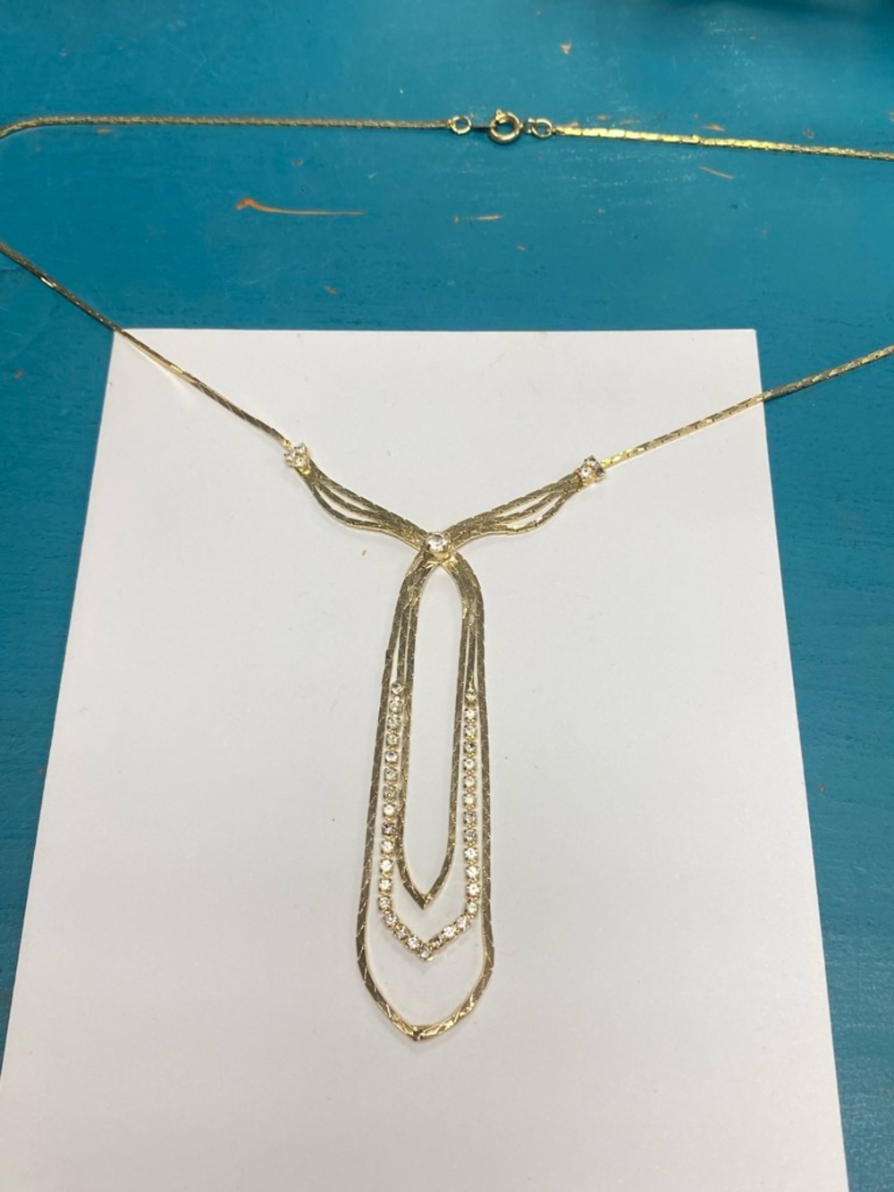 Elegant Gold-Tone Crystal Pendant Necklace